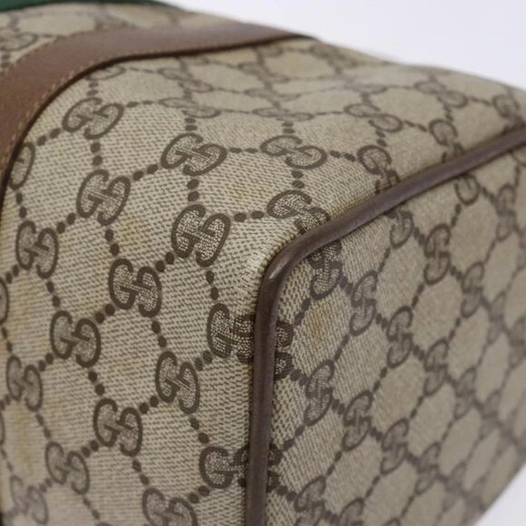 GUCCI GG Supreme Web Sherry Line Hand Bag PVC Beige Gold 39 02 007 Auth BA4056 - Picture 13 of 16